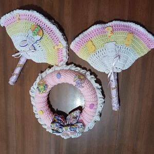 Easter Lot Crafts Bunny Wreath Whisk Broom Cover Pot 12"